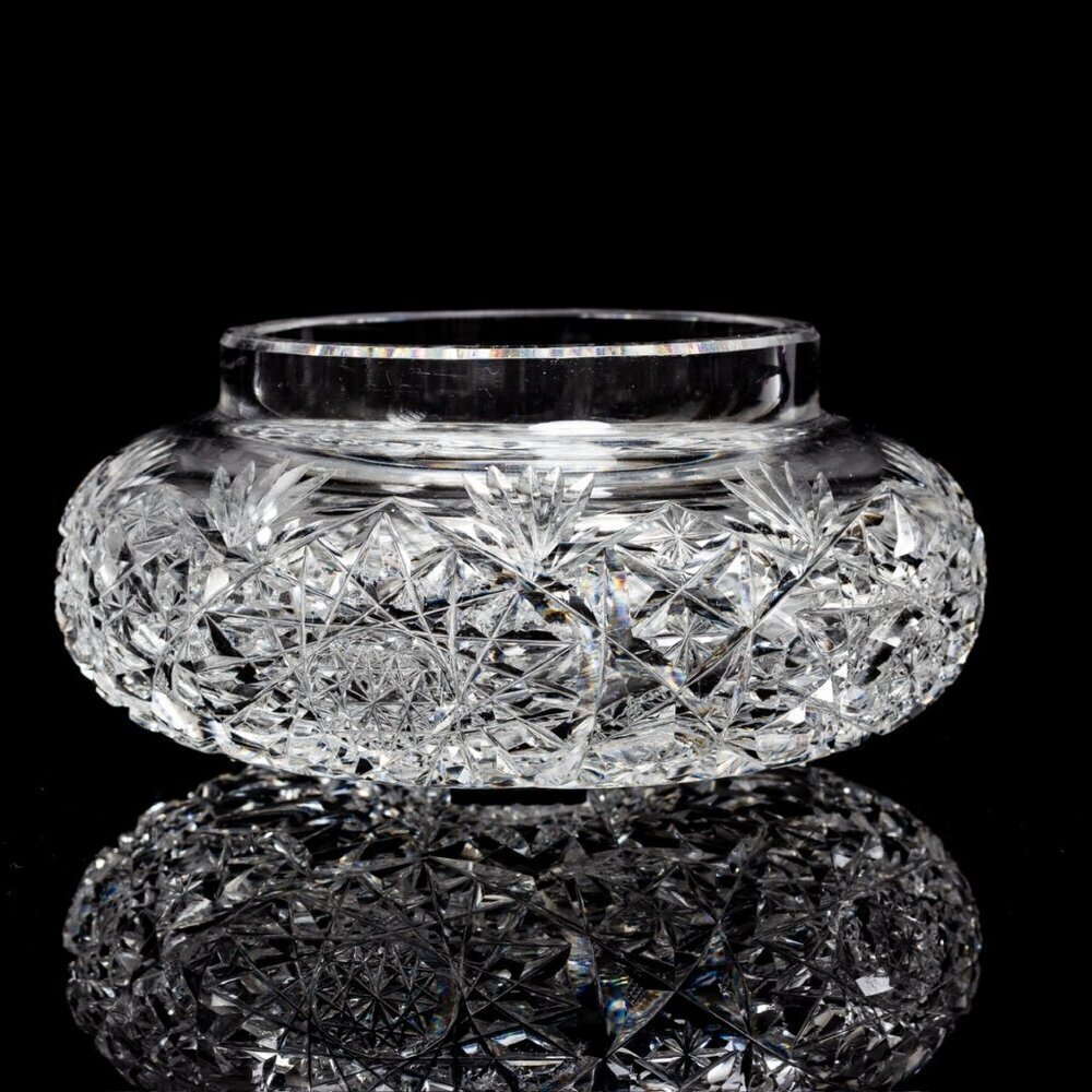 American Brilliant Cut Crystal Vanity Jar | Antique Collectible | Crystal Powder